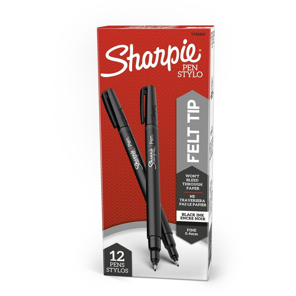 Sharpie Fine Point Pen - Black Ink - 12 / Dozen