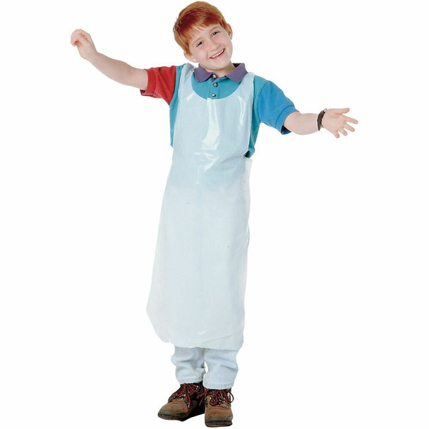 Baumgartens Kids Disposable Apron - White - Polyethylene - 1 Pack