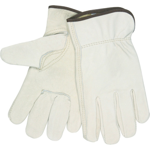 MCR Safety Leather Driver Gloves - Large Size - Beige - 1 Pair