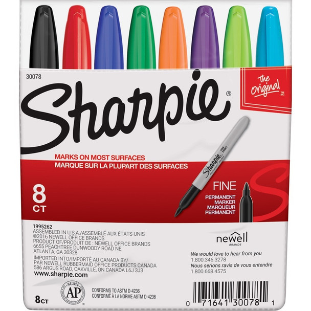 Sharpie Fine Point Permanent Marker - Assorted Ink - Alcohol Based - 1 Set