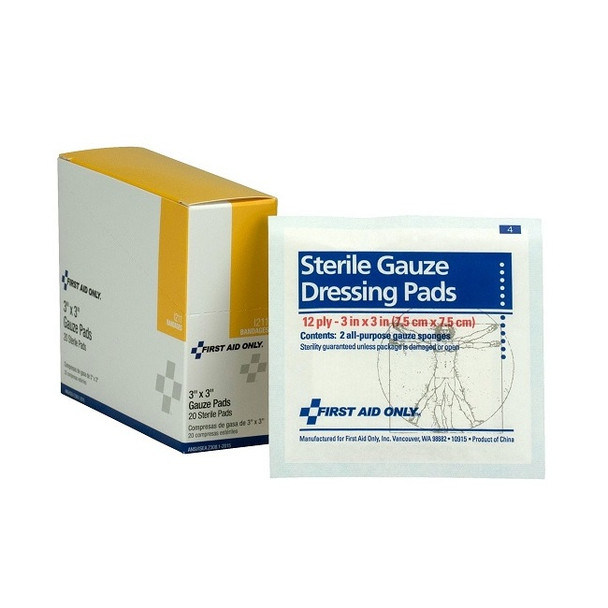 Sterile Gauze Pads (Unitized Refill), 3" x 3", 20/Box