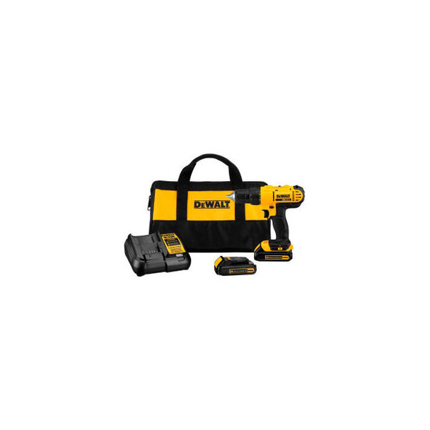 DeWalt MAX Cordless Drill / Driver Kit 1/2"" (2) 20V Bat 1.3Ah Charger & Contrac