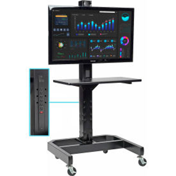 Global Industrial LCD/Plasma Mobile Workstation with Power Outlet Black Global Industrial LCD/Plasma Mobile Workstation with Power Outlet Black