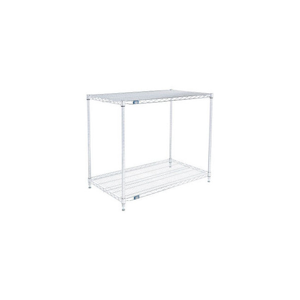 Nexel 2 Shelf Stainless Steel Wire Shelving Unit Starter 42""W x 21""D x 34""H