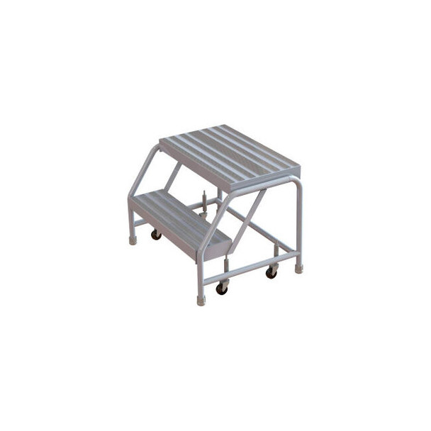 Tri-Arc 2 Step Aluminum Rolling Ladder 24"" W Ribbed Step No Handrails