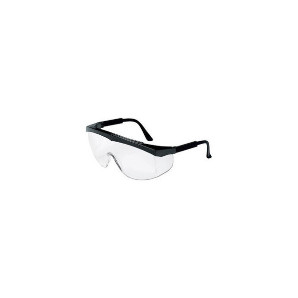 MCR Safety ST110 Safety Glasses ST1 Series Black Frame Clear Lens.
