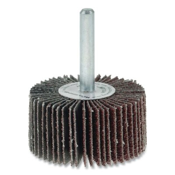 Wolverine® Mounted Flap Wheel, Unthreaded, 1/4 in dia Stem x 2 in dia x 1 in W, 40 Grit, 25000 RPM