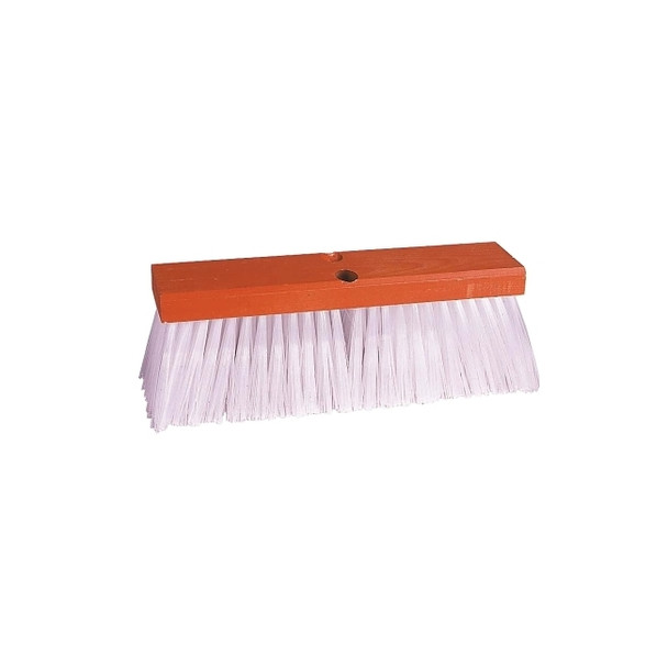 Street Brooms, 14 in Hardwood Block, 4 in Trim, White Polypropylene Fill