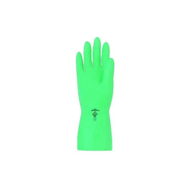 StanSolv® AF-18 Gloves, Flat Cuff, Flocked Lined, Size 10, Green