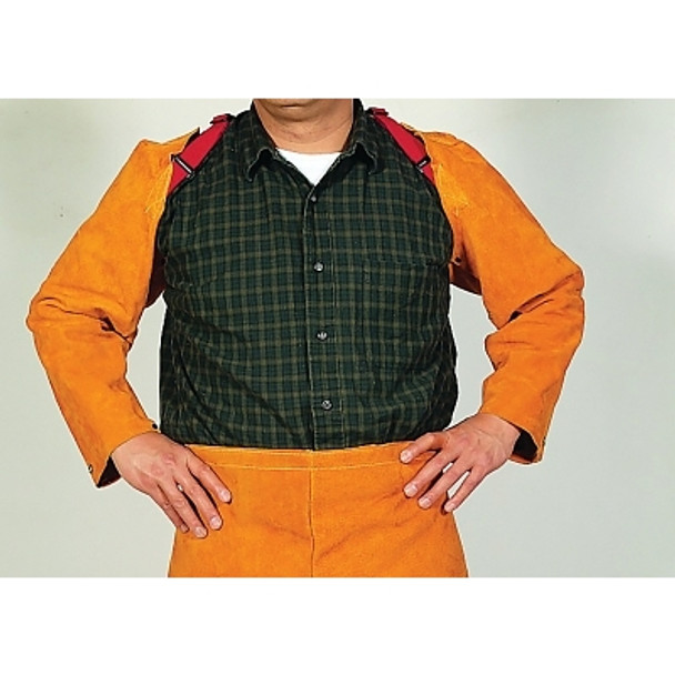 Leather Sleeves, 23 in L, Snaps Closure, One Size Fits Most, Golden Brown