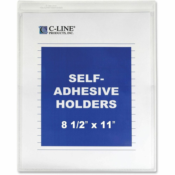 C-Line Vinyl File Pocket - 9" x 12" - Vinyl - Clear - Self-adhesive - 50 / Box