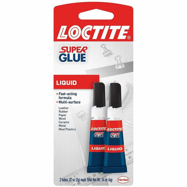 Loctite Liquid Super Glue - 0.07 fl oz - Clear - 2 / Pack