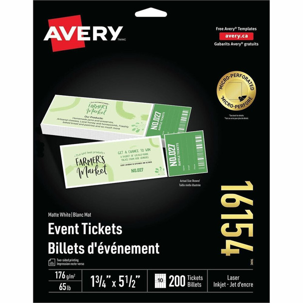 Avery Event Tickets with Tear-Away Stubs - Laser, Inkjet