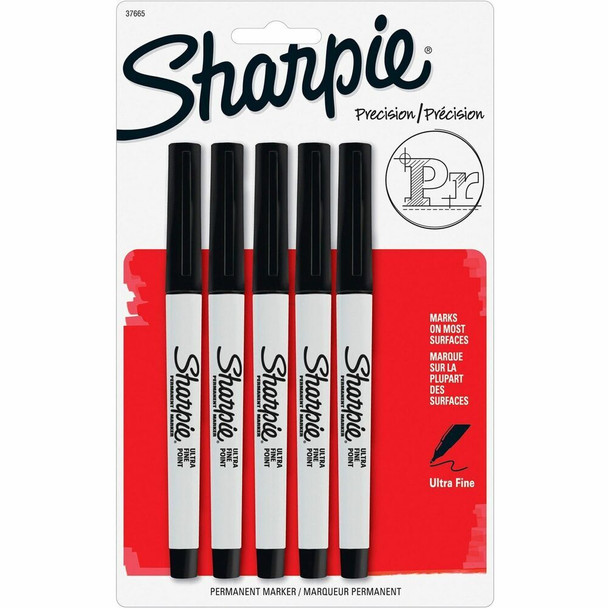 Sharpie Ultra Fine Point Permanent Marker - Black Ink - 5 / Pack