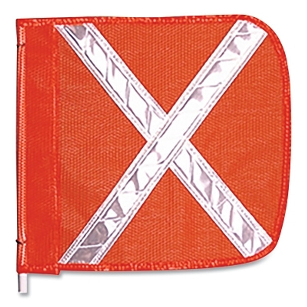 Replacement Warning Whip Flag, 12 in x 11 in, Orange with White Reflective X