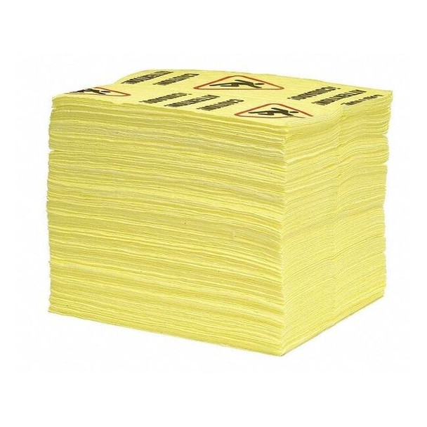 Sorbent Pad, 31 gal, 15 in x 19 in, Universal, Yellow, 200 PK