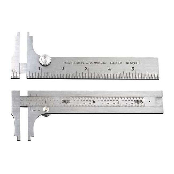 Starrett Pocket Slide Caliper,6 In 1025-6