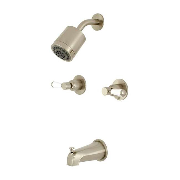 Kingston Brass Tub and Shower Faucet, Brushed Nickel, Wall Mount KBX8148DPL