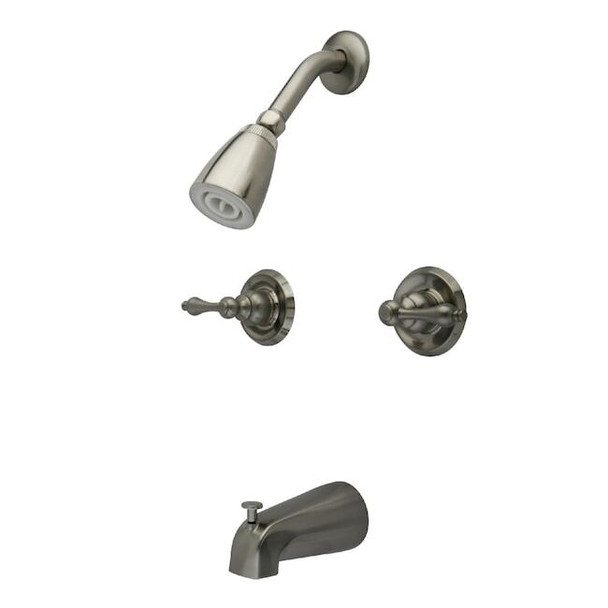 Kingston Brass Tub and Shower Faucet, Brushed Nickel, Wall Mount KB248AL