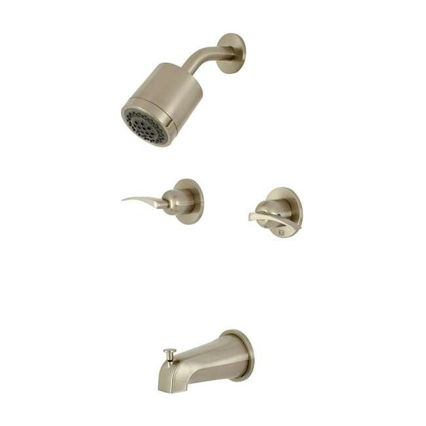Kingston Brass Tub and Shower Faucet, Brushed Nickel, Wall Mount KBX8148EFL