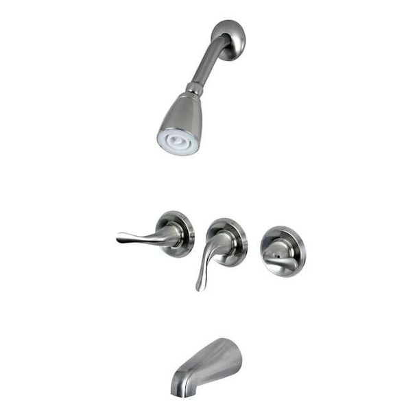 Kingston Brass Tub and Shower Faucet, Brushed Nickel, Wall Mount KB2238YL