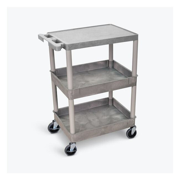 Luxor Flat Top and Tub Middle/Bottom Shelf Cart - Gray STC211-G