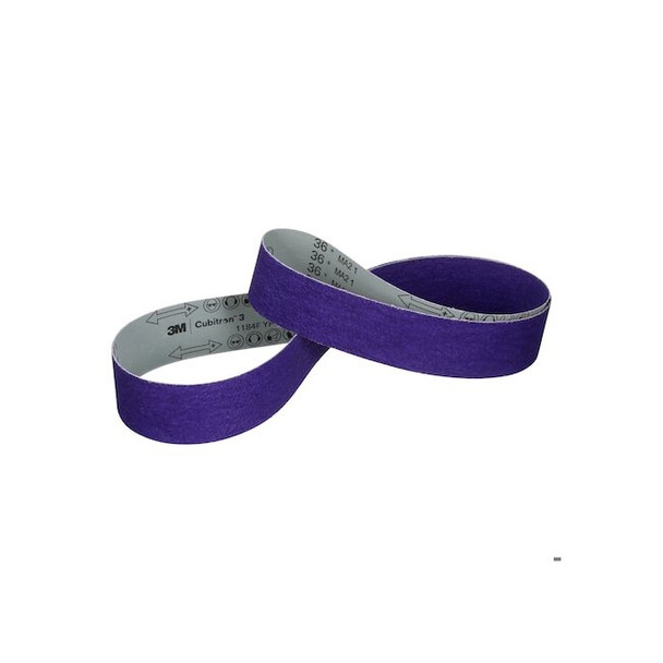 Cloth Grinding Belt, Coated, Ceramic, 36 Grit, Coarse, Cubitron 1184F, Purple