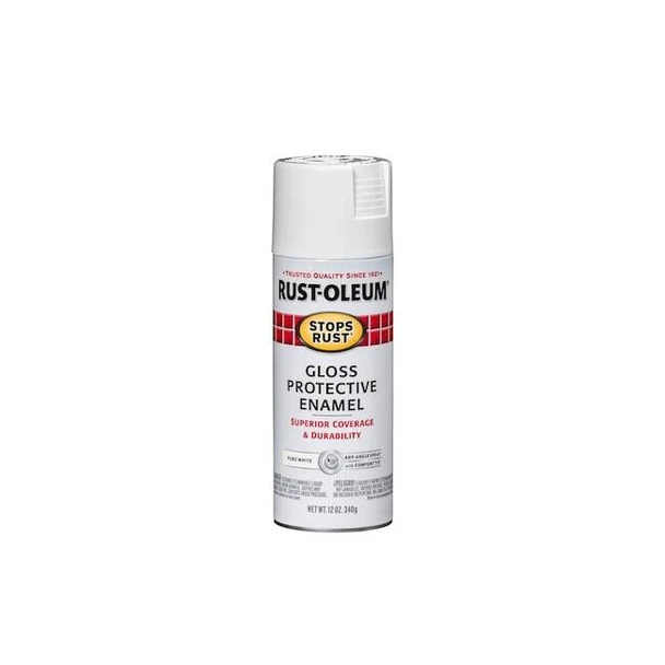 Rust-Oleum Spray Paint, Pure White, Gloss, Solvent, 12 oz. 250702