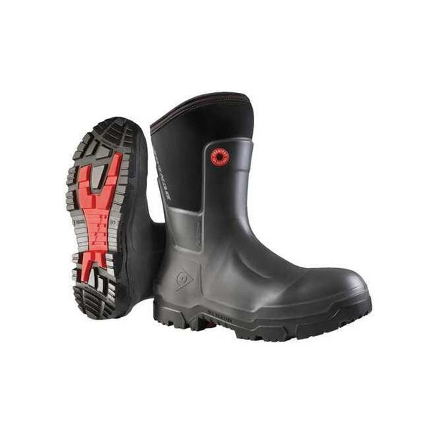 Unisex Craftsman Mid Rubber Boot, Plain Toe, Black, Men's 8, Women's 10