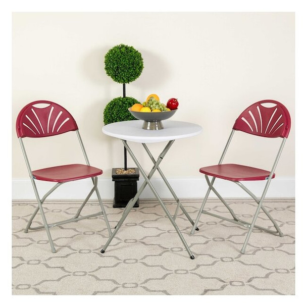 Flash Furniture Burgundy Plastic Folding Chair,PK2 2-LE-L-4-BUR-GG