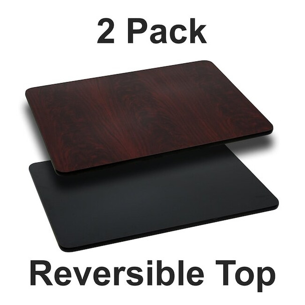 Flash Furniture Reversible Top, Black/Mahogany, 30x42", PK2 2-XU-MBT-3042-GG