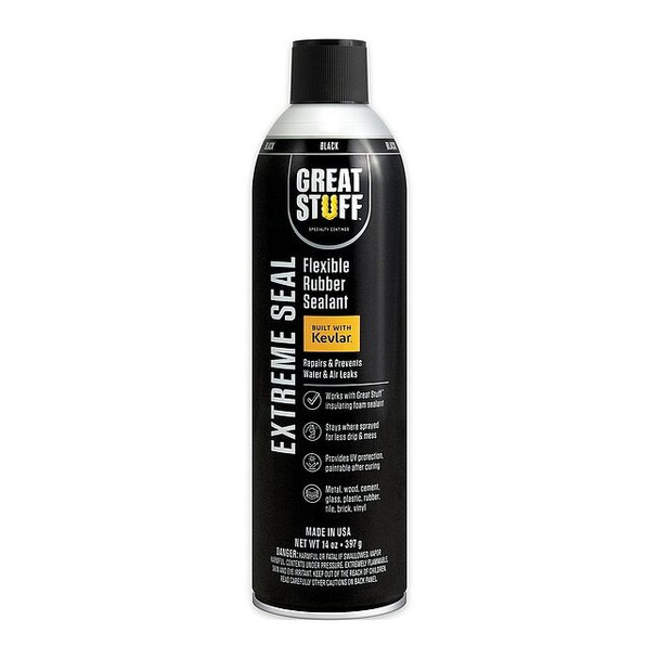 Great Stuff Leak Sealer, Rubber, Black, Spray GSEB14101