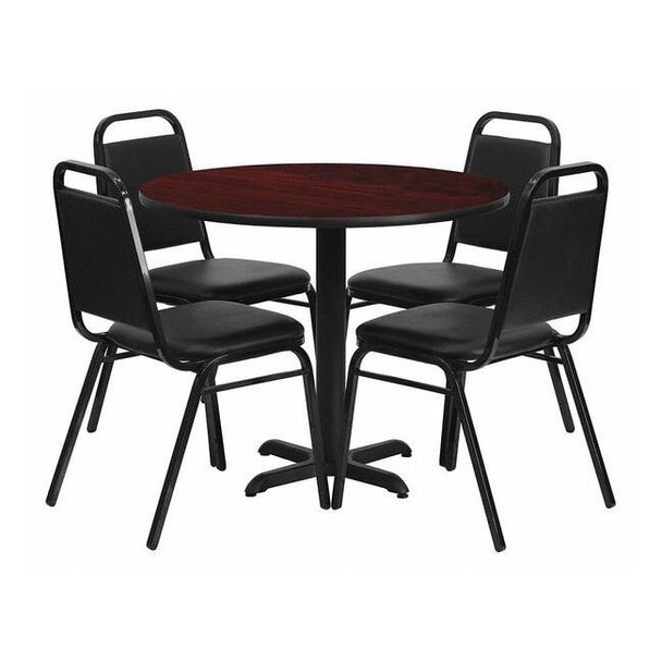 Flash Furniture Round Table Set, Laminate, Wood Grain HDBF1002-GG