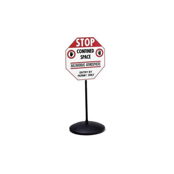 Accuform Sign Post,48 in Steel Post,18 in dia Cast Iron Base,Black HSP418