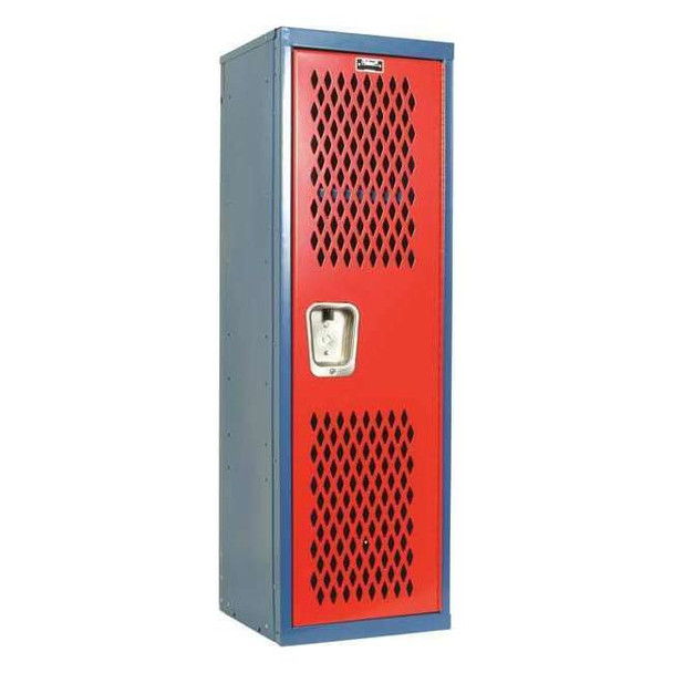Wardrobe Locker, 15 in W, 15 in D, 48 in H, (1) Tier, (1) Wide, Red/Blue