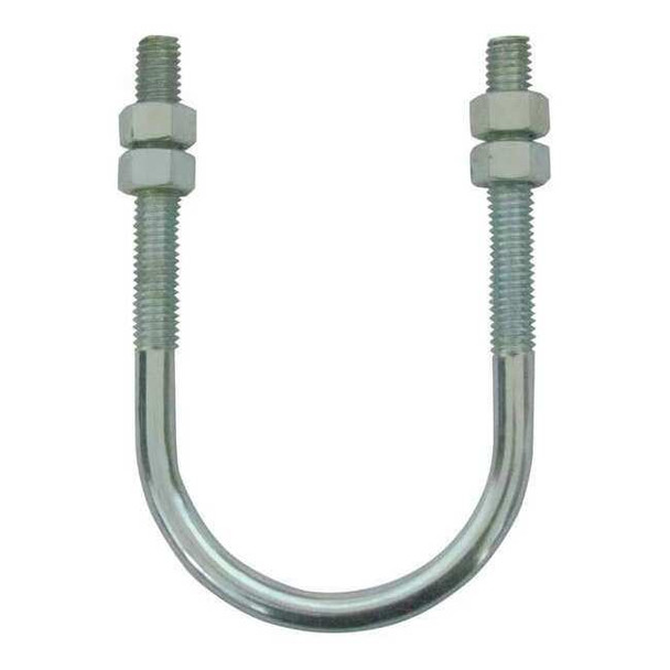 Round U-Bolt, 1/4"-20, 1 3/8 in W, 3 7/16 in H, Plain Steel, 5 PK