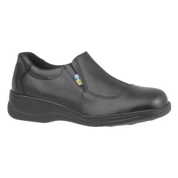 Women's Loafer Shoe, 8 Leather Upper, Steel Toe, 4 in H, Black, 4085