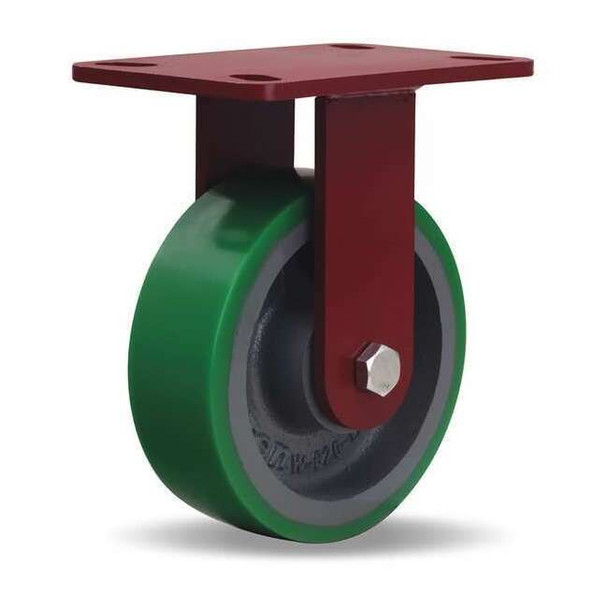 Hamilton Plte Caster,Rgd,Poly,6 in.,1200 lb.,Grn R-ZFWH-6DB
