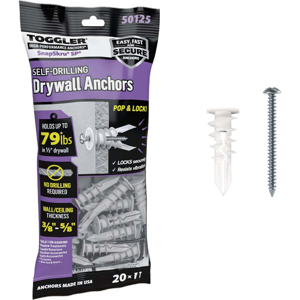 SnapSkru 20ct 8x1.5" Drywl Anchor 50125