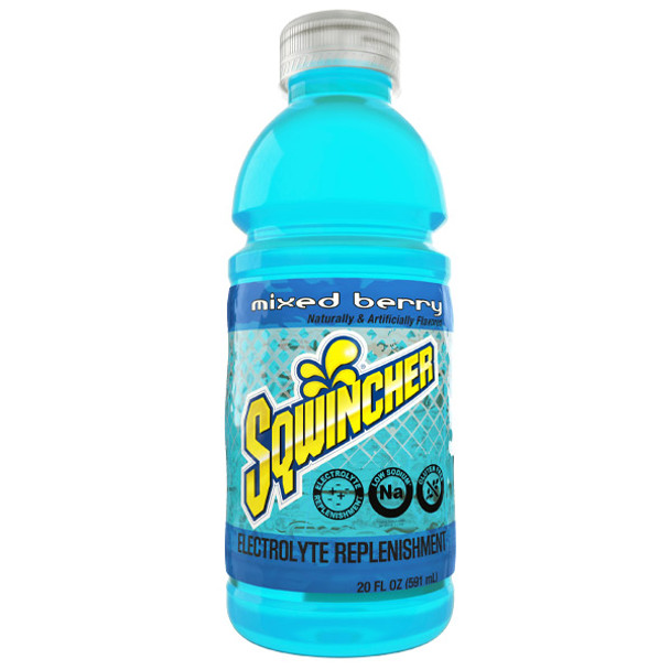 Sqwincher® Ready-To-Drink, 20 oz Bottles/Yield, Mixed Berry, 24/Case