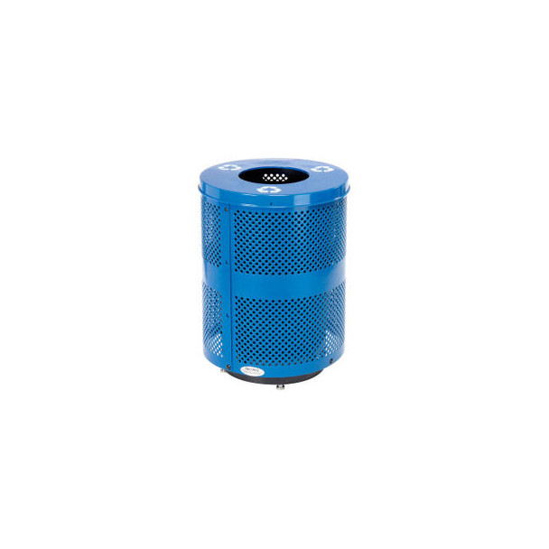Global Industrial Outdoor Perforated Steel Recycling Can With Flat Lid & Base 36