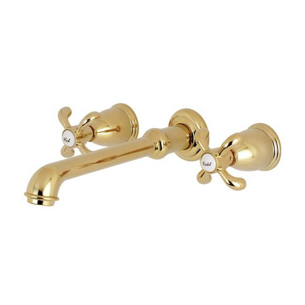 Roman Tub Faucet, Standard, 8", 3, Wall Mount, Polished Brass