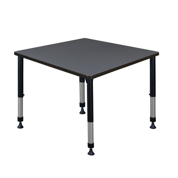 Square Square Classroom Tables, 36 W, 36 L, 23-34 H, Wood, Metal, Gray