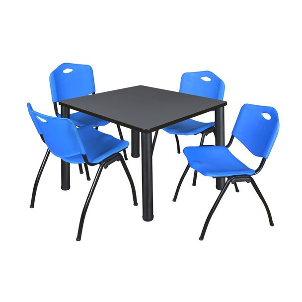 Kee Square Table & Chair Set, Wood, Metal, Plastic Top, Grey