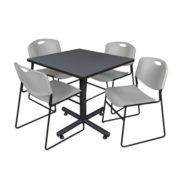 Kobe Kobe Square Table & Chair Set, Wood, Metal, Polypropylene Top TKB3636GY44GY
