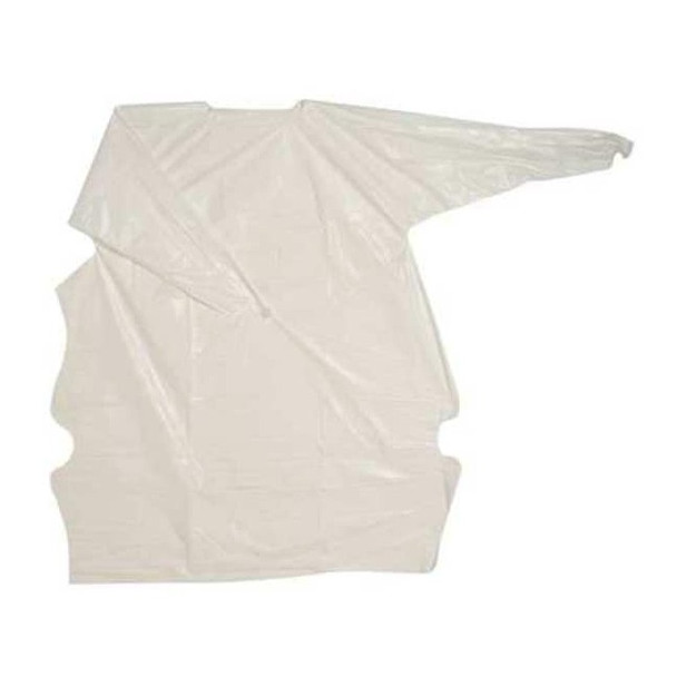 Embossed PolyWear Gown, Polyethylene, Welded, 1 mil, 48 in, White, L, 100 PK