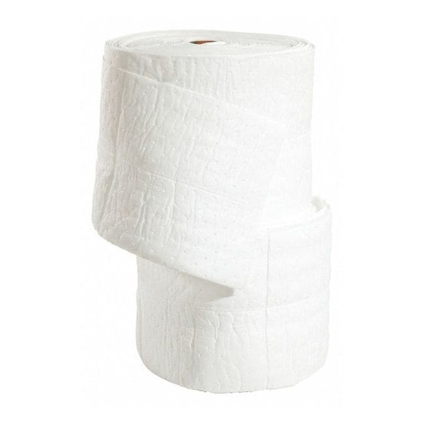 Sorbent Roll, 27 gal, 15 in x 150 ft, Oil, White, Polypropylene