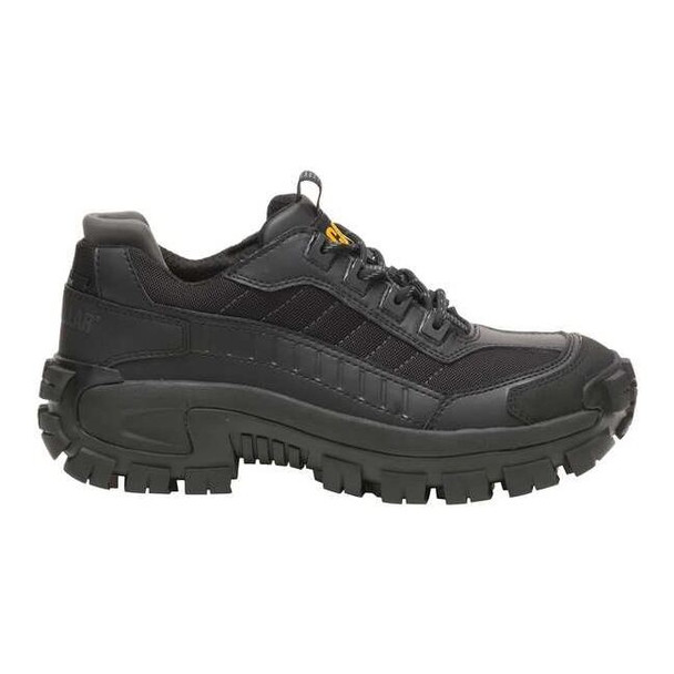 Men's Hiker Shoe, 9 Leather, Mesh Upper, Steel Toe, 3 1/2 in H, Black, P91274