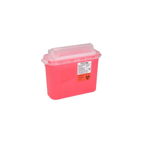 Oakridge Products 5.4 Quart Sharps Container w/ Counter Balance Lid Red