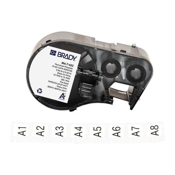 Brady Label/RibbonCartridge,White,Gloss,1/2inW M4-7-422